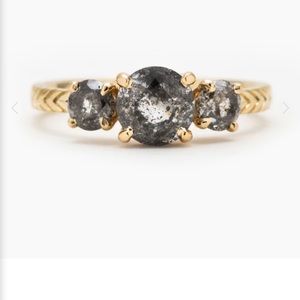 Three-stone Salt and Pepper Diamond ring in Platinum